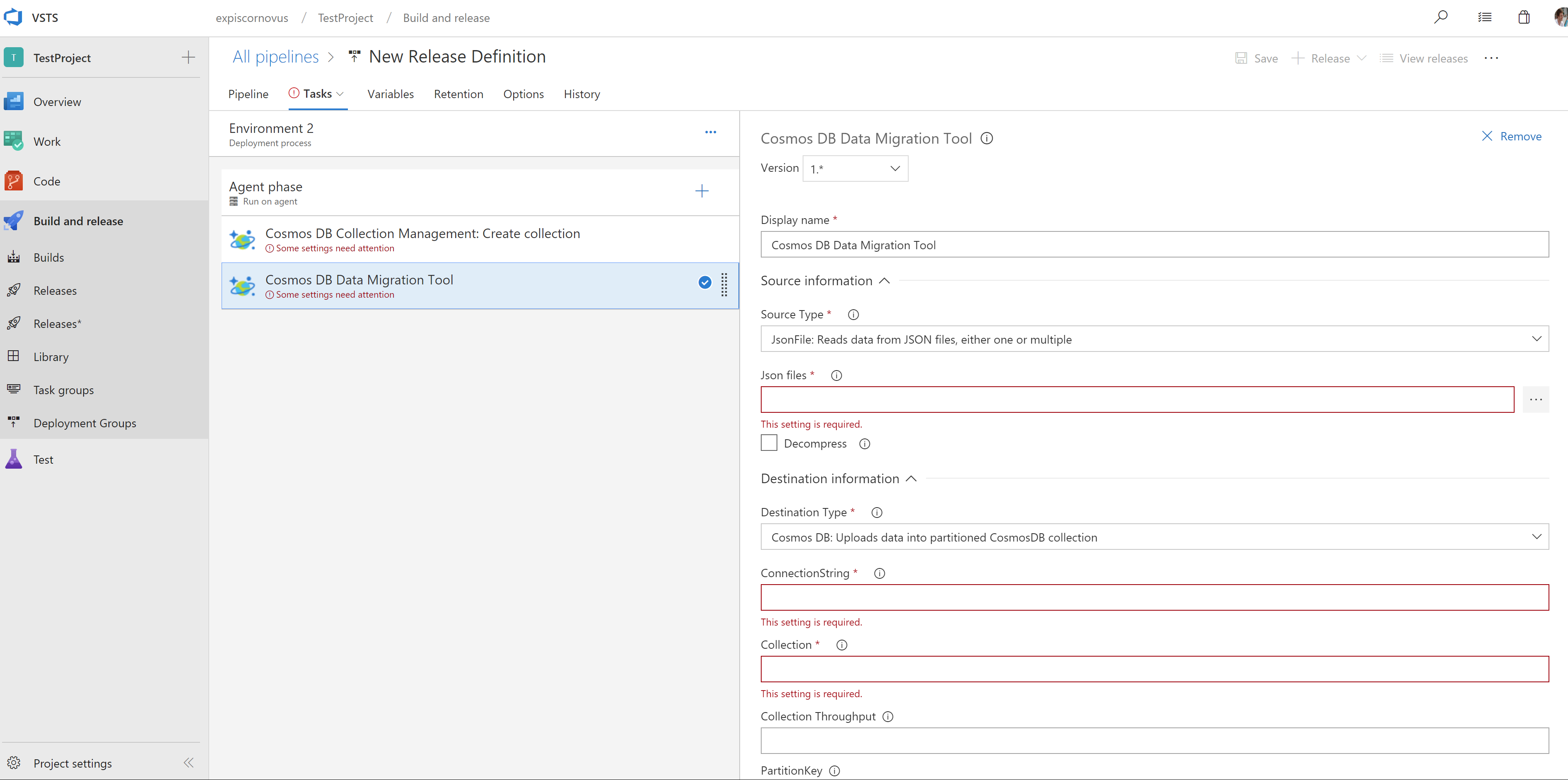 Data Migration Tool task